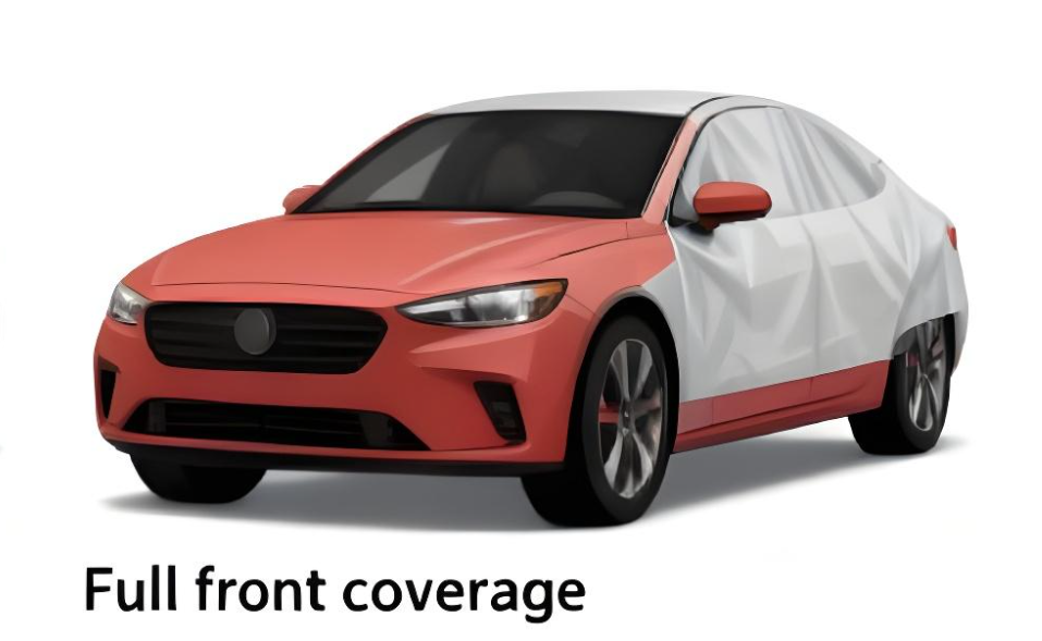 Full front coverage – full hood & fenders, bumper, lights, mirrors